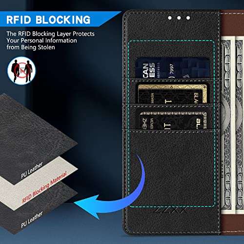 ZZXX for iPhone 17 Air Wallet Case with [RFID Blocking] Card Slot Kickstand Magnetic Closure Leather Flip Fold Protective Phone Case for iPhone 17 Air Case Wallet(Black-6.6 inch) - Image 2