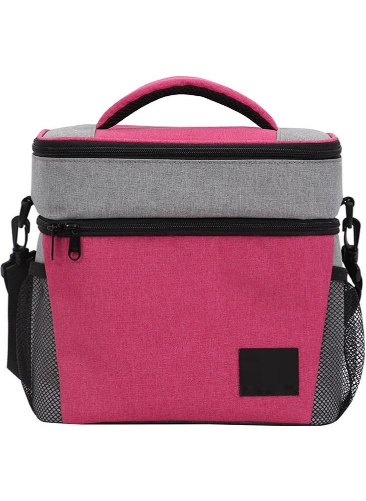 Perfii Adjustable Shoulder Strap Insulated Lunch Bag 8L Dual Zipper Wide Open Leakproof Cooler & Warmer Thermal Lunch Tote for Office Camping Hiking Outdoor Picnic and Beach Use  - Image 1