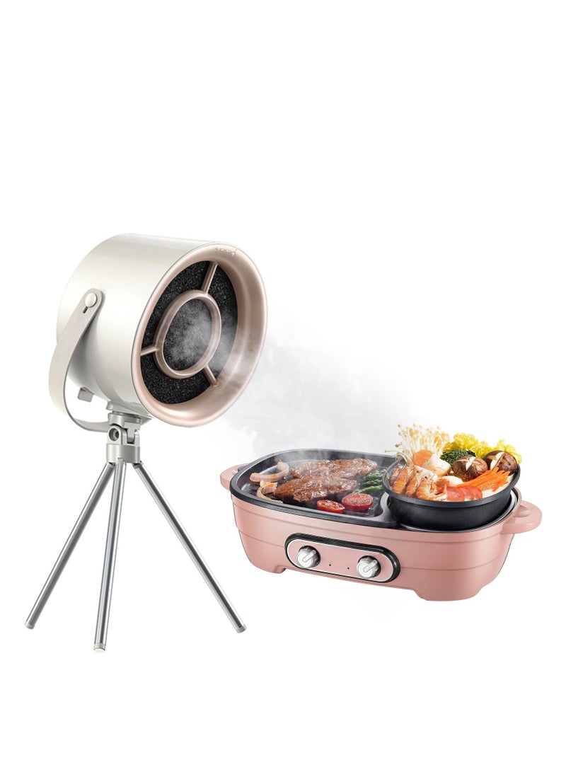 SOLARAE Desktop Range Hood, Portable Range Hood with 3 Speed Adjustment, Detachable Filter Screen Adsorbed Oil, Mini Range Hood Kitchen Exhaust Fan, Suitable for Indoor Hot Pot BBQ Camping Dormitories - Image 1