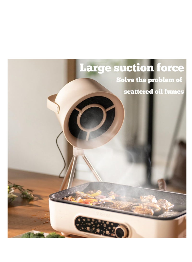 SOLARAE Desktop Range Hood, Portable Range Hood with 3 Speed Adjustment, Detachable Filter Screen Adsorbed Oil, Mini Range Hood Kitchen Exhaust Fan, Suitable for Indoor Hot Pot BBQ Camping Dormitories - Image 5