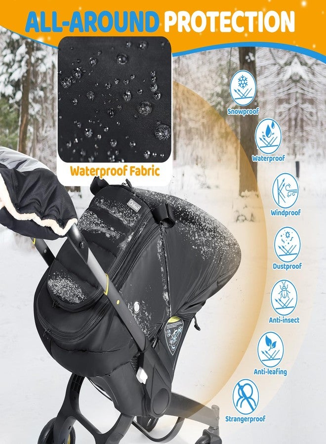 IvyWind Winter Baby Car Seat Cover, Universal Carseat Cover for Babies with Breathable Mesh Window, Cozy and Warm Car Seat Covers for Cold Weather, Kick-Proof Infant Carseat Canopy for Boy Girl, Black - Image 2