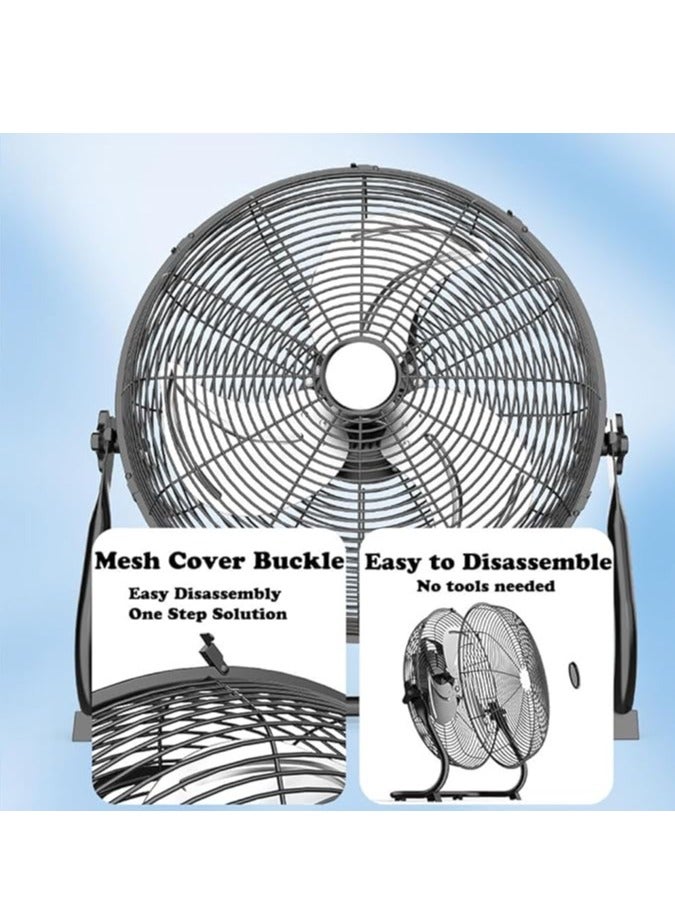 Shard Floor Fan Industrial Fan 16-Inch High-Velocity Pure Copper Motor with 4 Speeds 130 Degree Adjustable Tilt Ideal for Home or restaurant or Garage or Workshop  - Image 3