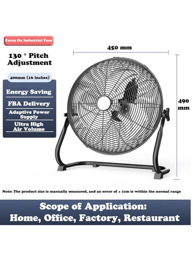 Shard Floor Fan Industrial Fan 16-Inch High-Velocity Pure Copper Motor with 4 Speeds 130 Degree Adjustable Tilt Ideal for Home or restaurant or Garage or Workshop  - Image 4