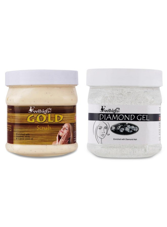 Feelhigh Face and Body Gold Scrub 500gm Skin Shiny And Face Gel 500gm - Skin care and Facial Products -Man woman (Gold Scrub And Diamond Gel) - Image 1