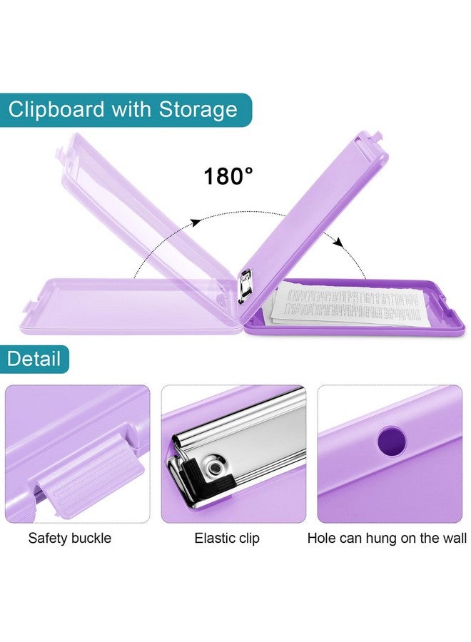 تشينكو 10 قطع من لوح الحافظة مع تخزين لوح الحافظة البلاستيكي للتمريض لوح الحافظة القابل للطي مع مشبك منخفض الارتفاع للمنزل والمكتب والمدرسة، مقاس 9.5 × 13.5 بوصة (لون مشرق) - Image 3