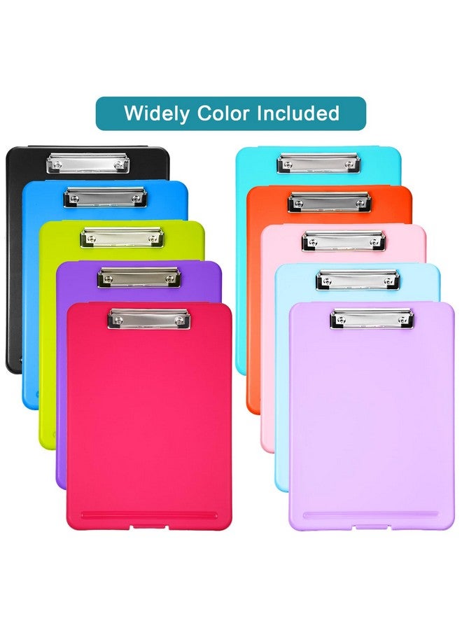 تشينكو 10 قطع من لوح الحافظة مع تخزين لوح الحافظة البلاستيكي للتمريض لوح الحافظة القابل للطي مع مشبك منخفض الارتفاع للمنزل والمكتب والمدرسة، مقاس 9.5 × 13.5 بوصة (لون مشرق) - Image 4