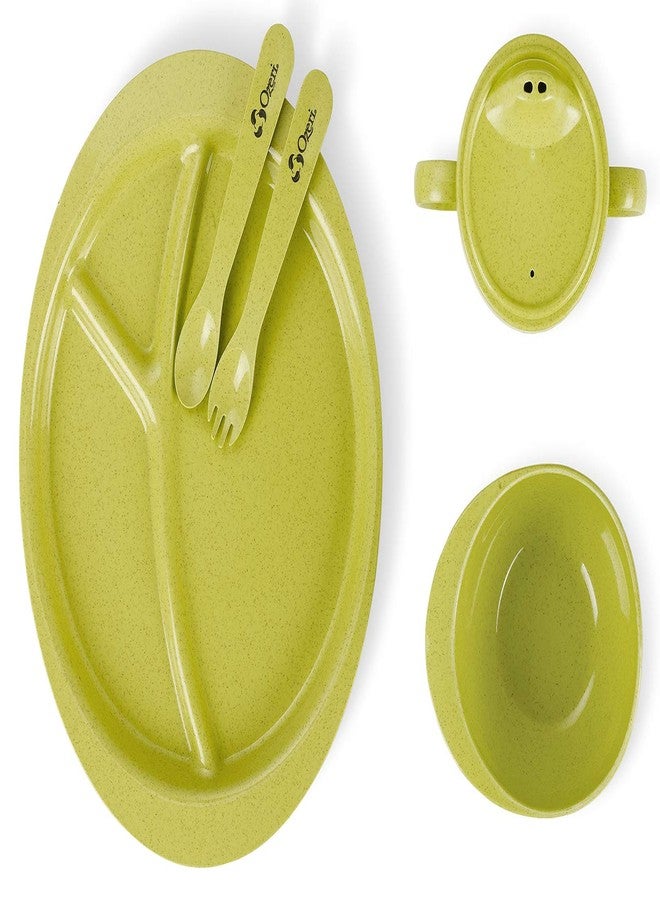 Ozeri Earth Dish Set For Kids, 100% Made from a Plant, Green - Image 3