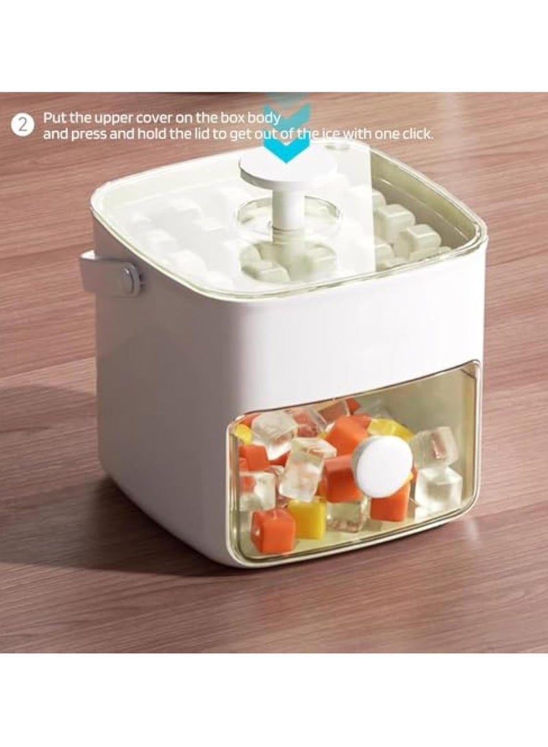 Ice Cube Trays, with Lid and Bin, Square Ice Cube Maker, Easy Release, 48 Gride Ice Cube Mold, Small Pellet Ice Maker for Whiskey, Cocktails, Juice, Coffee and Homemade, Keep Drinks Chilled, White