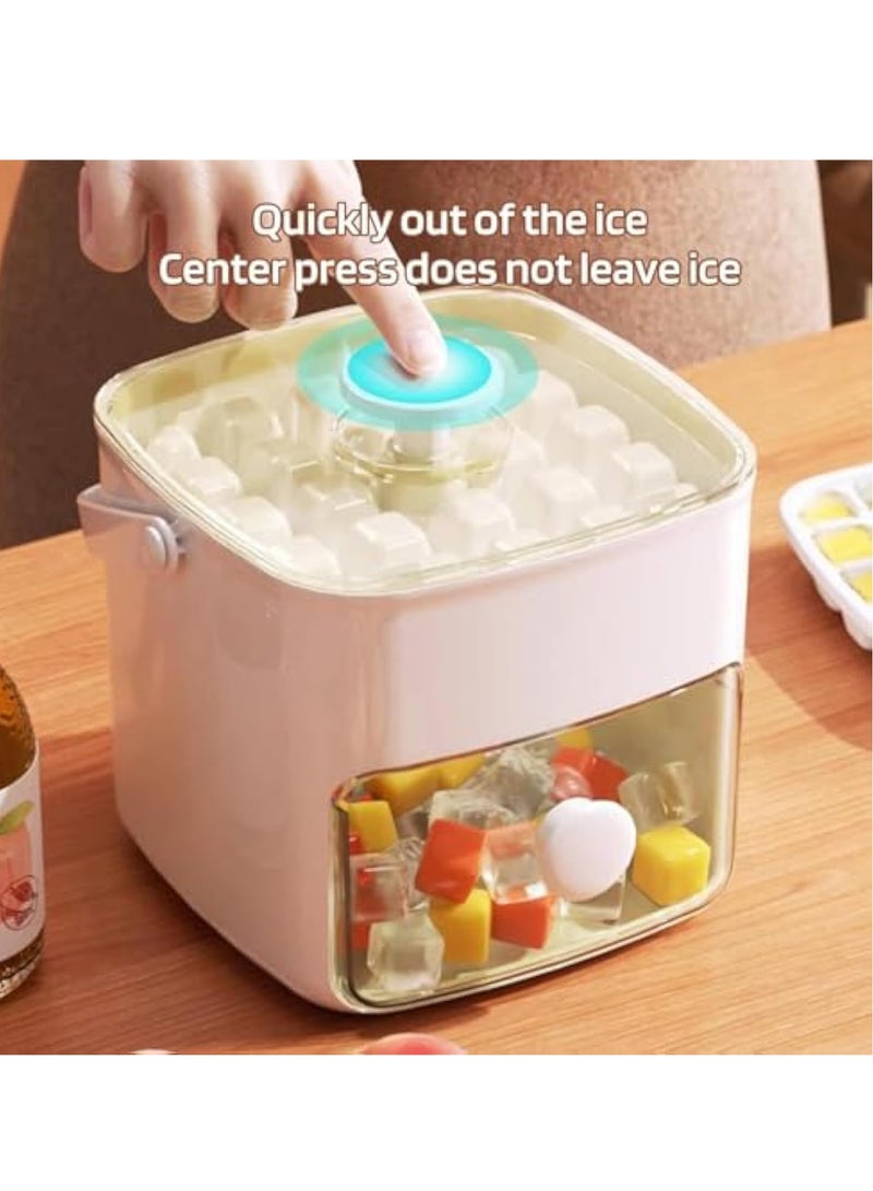 Ice Cube Trays, with Lid and Bin, Square Ice Cube Maker, Easy Release, 48 Gride Ice Cube Mold, Small Pellet Ice Maker for Whiskey, Cocktails, Juice, Coffee and Homemade, Keep Drinks Chilled, White
