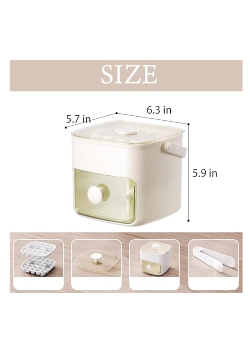 Ice Cube Trays, with Lid and Bin, Square Ice Cube Maker, Easy Release, 48 Gride Ice Cube Mold, Small Pellet Ice Maker for Whiskey, Cocktails, Juice, Coffee and Homemade, Keep Drinks Chilled, White