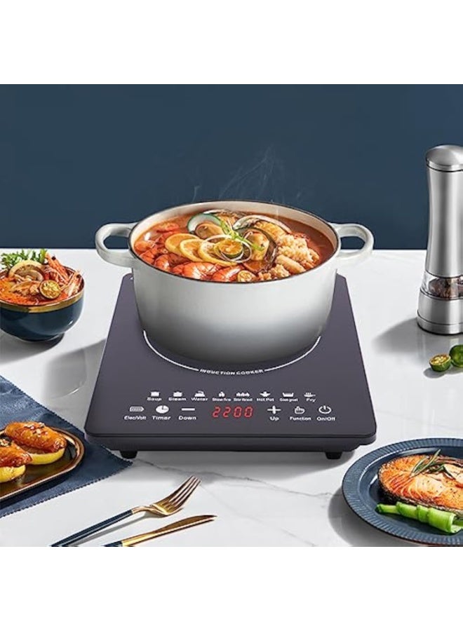 Arabest موقد تحريض محمول 2200 واط، موقد كهربائي مع لوحة لمس، طباخ كهربائي مع 8 برامج طهي مسبقة، للاستخدام في المنزل، RV، الفنادق، المطاعم، الأكشاك. - Image 2