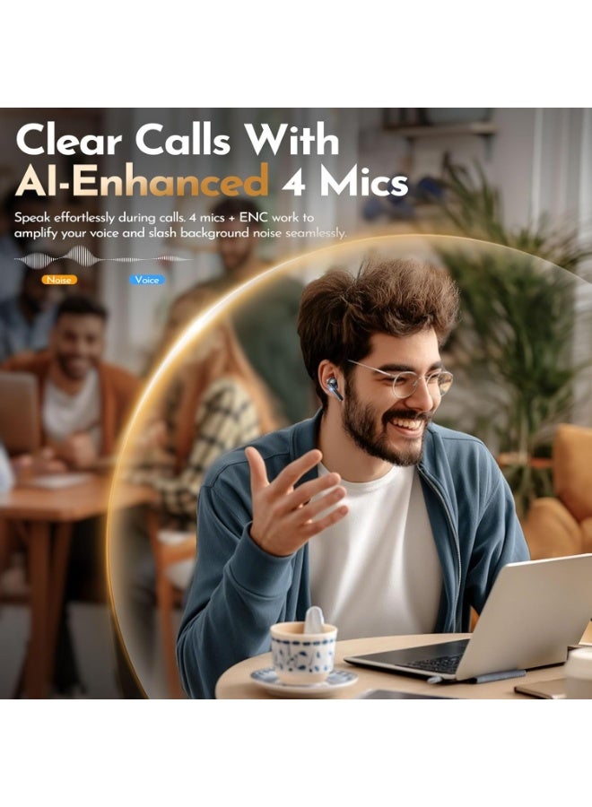 Garlo True Wireless Earbuds Bluetooth Earphones with Active Noise Cancellation Headphones Wireless 4 Mic Clear Calls in Ear Buds 40H Led Display, Multipoint Connect, Deep Bass Earbuds, ANC Waterproof - Image 2