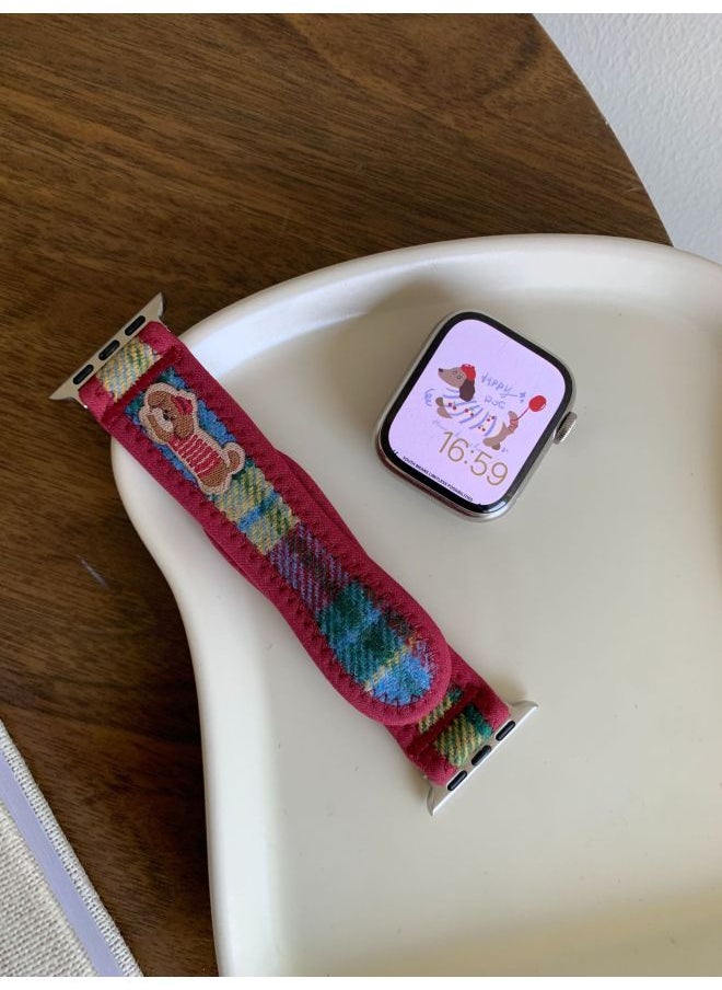 Generic For Apple Cartoon Hook And Loop Watch With For Apple Watchs10/9/8/SE/7/6/5/4/3/21-Color:38/40/41/42mm Rainbow Color  - Image 1