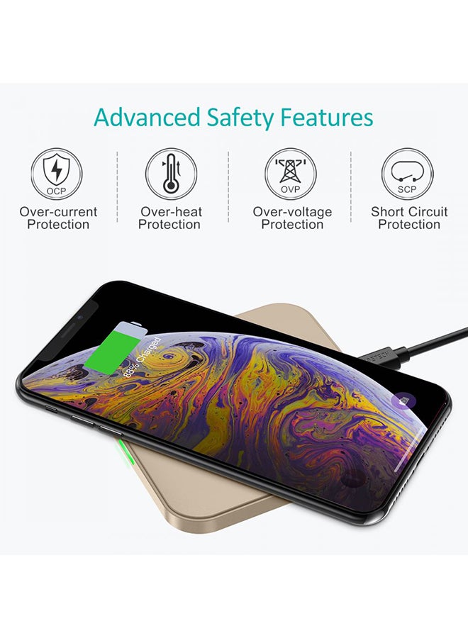 CHOETECH 7.5W Wireless Charger Pad For Apple iPhone Xs/Xs Max/Xr, Apple iPhone X/8/8 Plus, Support 10W Fast Wireless Charging For gold - Image 5