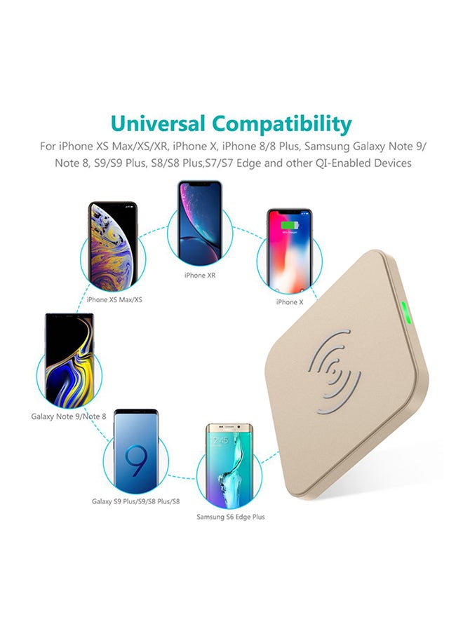 CHOETECH 7.5W Wireless Charger Pad For Apple iPhone Xs/Xs Max/Xr, Apple iPhone X/8/8 Plus, Support 10W Fast Wireless Charging For gold - Image 4