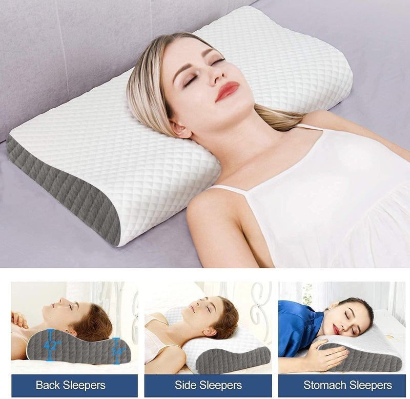 SIMESTICH Memory Foam Cervical Pillow - Orthopedic Neck Support Pillow for Sleeping, Ergonomic Design for Neck & Shoulder Pain Relief - Side, Back & Stomach Sleepers - Multicolor - Image 2