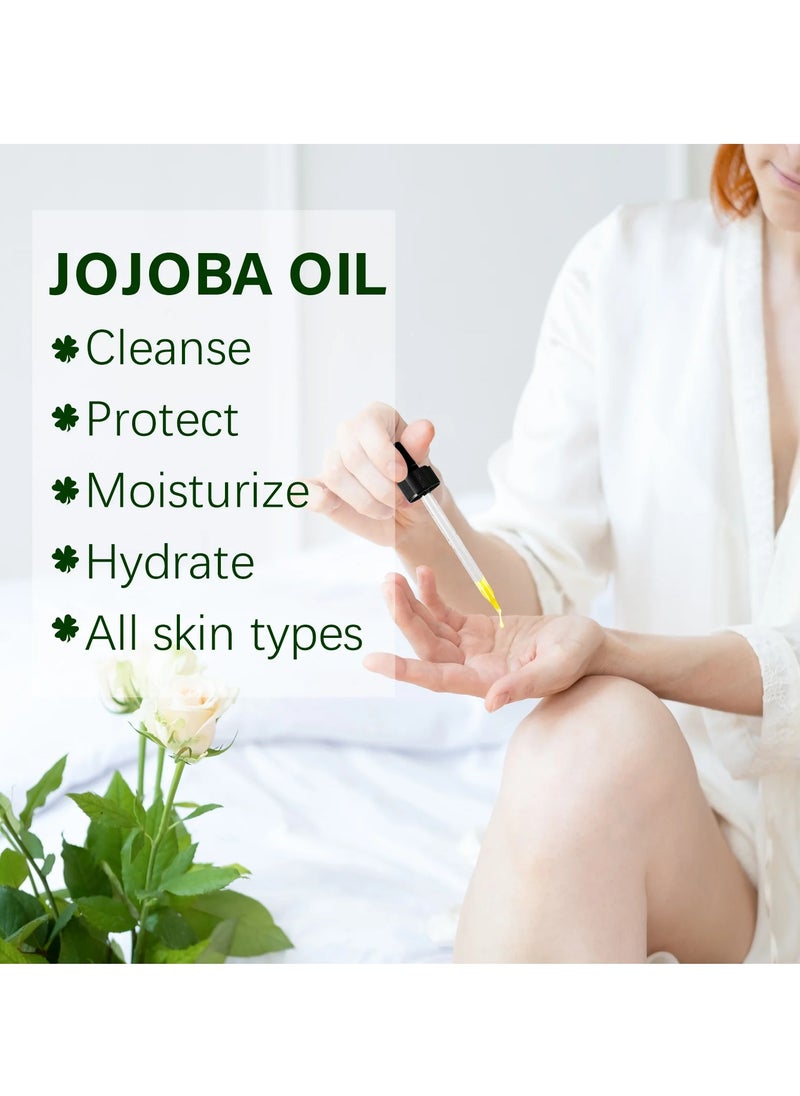 ALIVER - Organic Jojoba Oil 100% Pure Natural and Cold Pressed for Hair Face Body Nails Rich in Vitamin E for Healthy Skin Hair Breakage and Split Ends - Image 1