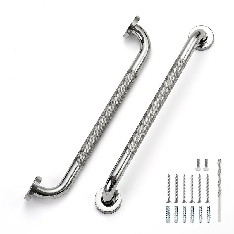 JOY DECOR 18 Inch Grab Bars for Shower, Stainless Steel Safety Handicap Grab Bars for Bathroom, Anti-Slip Shower Handle, Wall Mounted (2 Pack, Polished Nickel) - Image 1