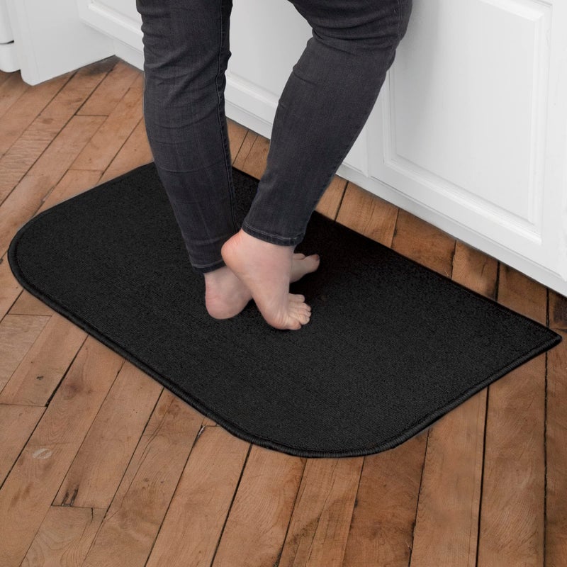 Ritz Solid Accent Rug 18 x 30 Stain Resistant Kitchen or Living Room Floor Mat Latex Backing Machine Washable Black - Image 1