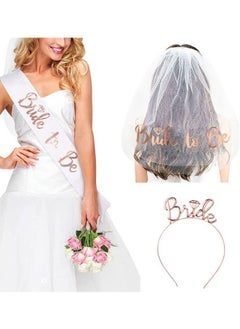 Generic 4 Pack Bride to Be Decoration Set, Bride Sash, Headband Tiara, Shoulder Length Veil, Decorative Stickers, Party Supplies Bridal Shower Decoration Accessories  - Image 2