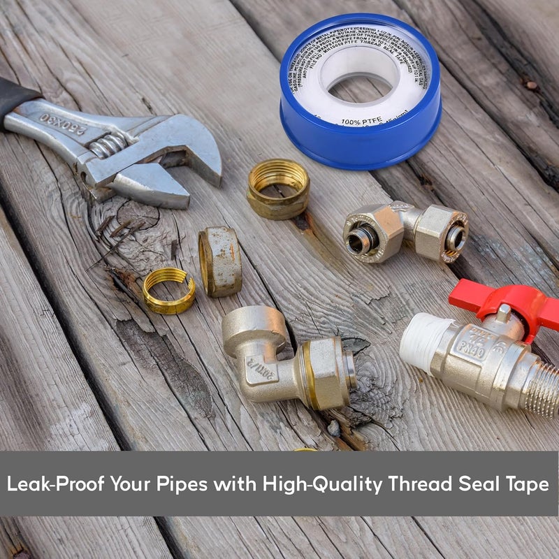 Prem Tiles شريط لاصق من PTFE لمانع تسرب المياه | شريط لاصق أبيض بقطر 12 مم وطول 10 م للأنابيب والصنابير والدش والغاز وإصلاحات السباكة - كثافة عالية، غير سامة | صنع في الهند (عبوة من 1) - Image 5