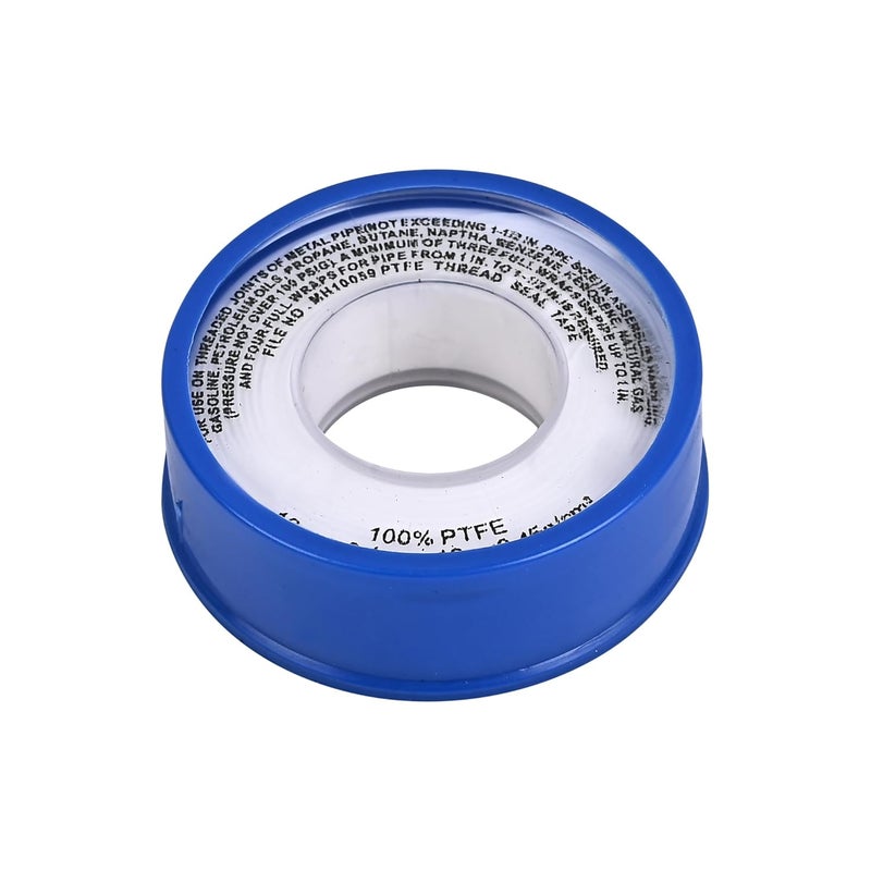 Prem Tiles شريط لاصق من PTFE لمانع تسرب المياه | شريط لاصق أبيض بقطر 12 مم وطول 10 م للأنابيب والصنابير والدش والغاز وإصلاحات السباكة - كثافة عالية، غير سامة | صنع في الهند (عبوة من 1) - Image 1