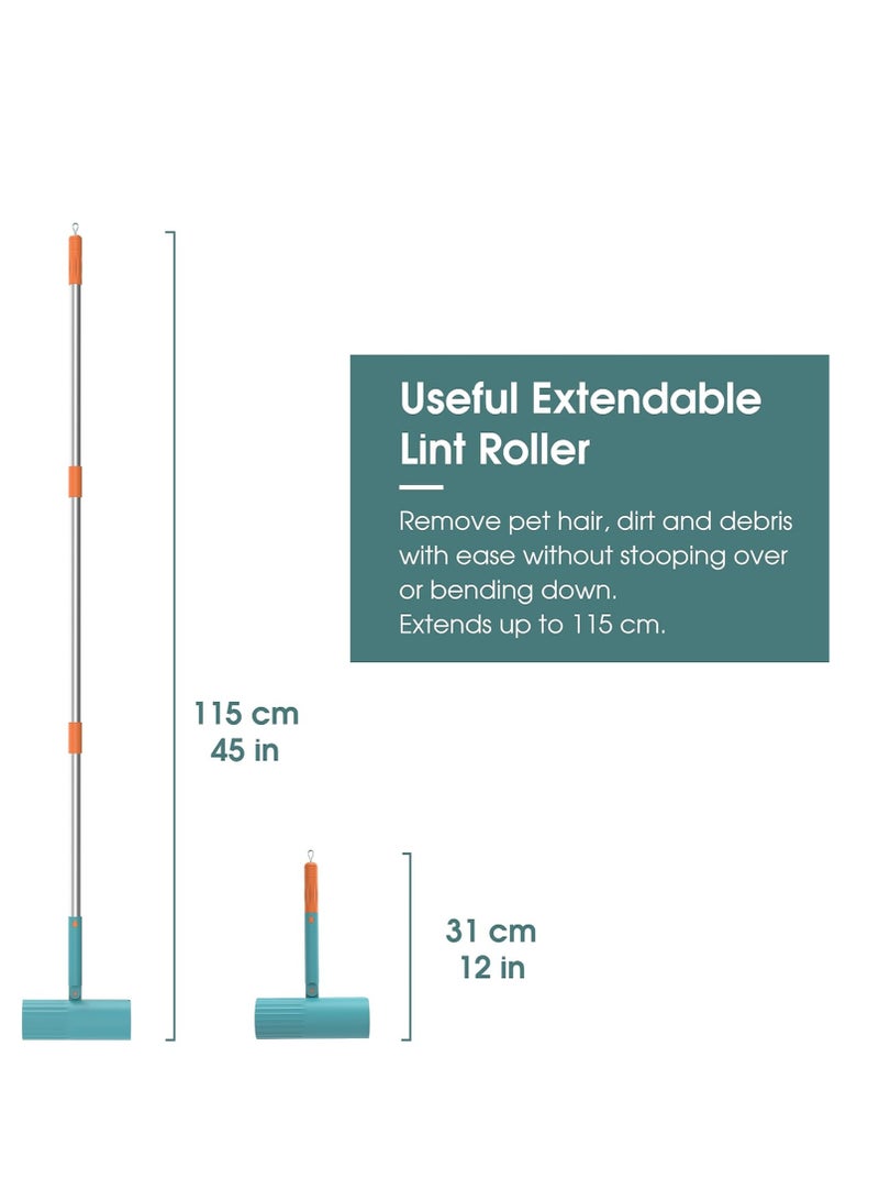A.M Useful Co Extendable Lint Roller -Lint Roller for Pet Hair, Couch Lint Roller, Large Lint Roller, Lint Roller for Floor With Sticky Sheets, Two Stick With One Refill For Each Size And One Holder(Blue) - Image 2