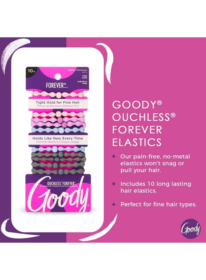 قودي  عصابات شعر GOODY Ouchless Forever Elastics، إكسسوارات شعر للرجال والنساء والأولاد والبنات لتصفيف الشعر بسهولة والحفاظ على ثباته، بدون ألم لأنواع الشعر الرقيق إلى المتوسط، متنوعة، 10 قطع - Image 2