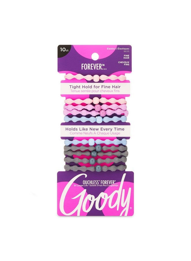 قودي  عصابات شعر GOODY Ouchless Forever Elastics، إكسسوارات شعر للرجال والنساء والأولاد والبنات لتصفيف الشعر بسهولة والحفاظ على ثباته، بدون ألم لأنواع الشعر الرقيق إلى المتوسط، متنوعة، 10 قطع - Image 1