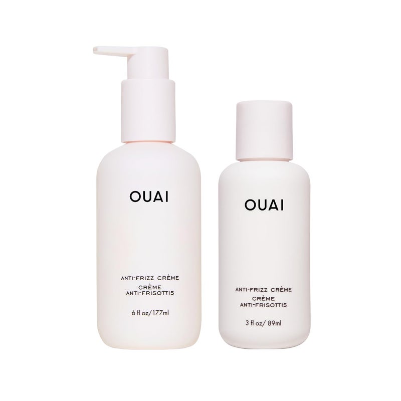 OUAI Anti Frizz Cream Travel Duo - Moisturizing Hair Cream with Frizz Control & Heat Protection - Provides Lasting Hydration with Jackfruit & Beetroot - Paraben & Sulfate Free (2 Count, 6 Oz/ 3 Oz) - Image 1