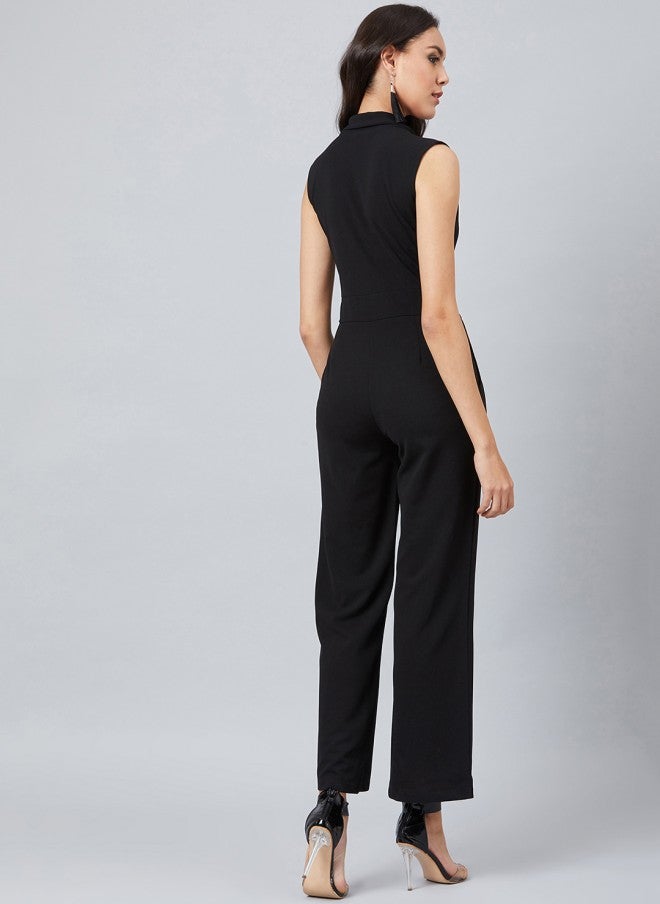 Athena Black Solid Basic Jumpsuit for Women - Image 4