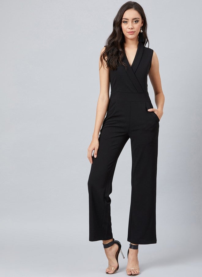 Athena Black Solid Basic Jumpsuit for Women - Image 1
