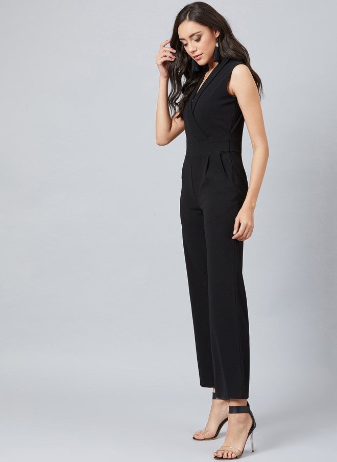 Athena Black Solid Basic Jumpsuit for Women - Image 3
