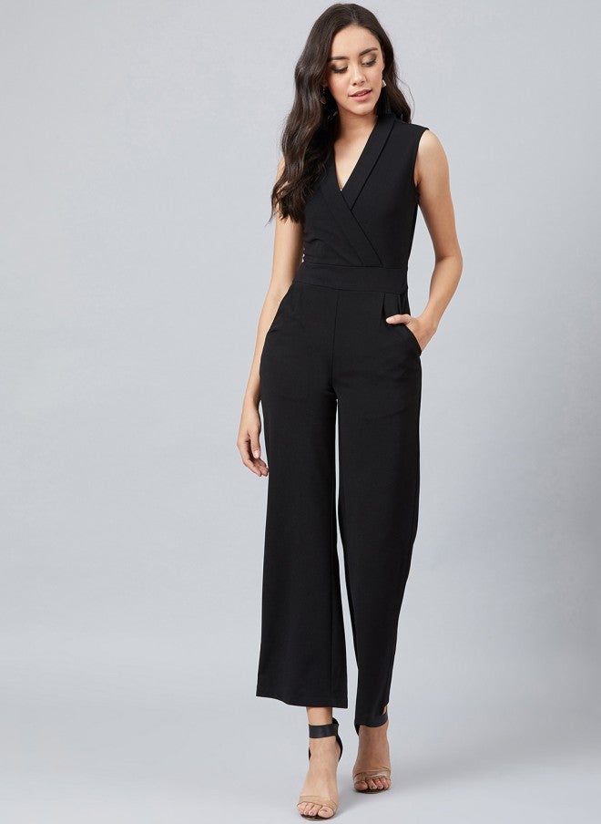 Athena Black Solid Basic Jumpsuit for Women - Image 5