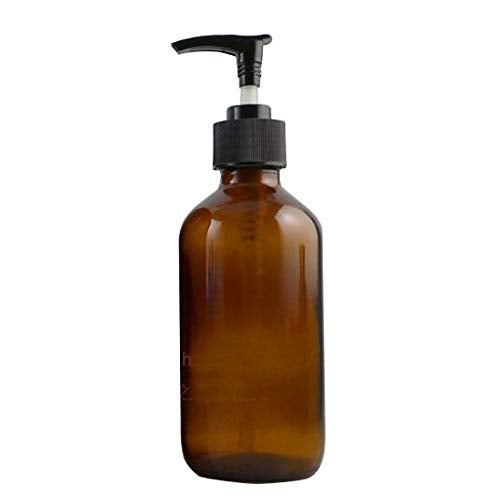 ericotry 250ML 8oz Empty Refillable Amber Glass Bottle Bottle with Black Lotion Pump Lotion Dispenser Round Glass Bottles for Essential Oils Aromatherapy DIY Home Kitchen - Image 2
