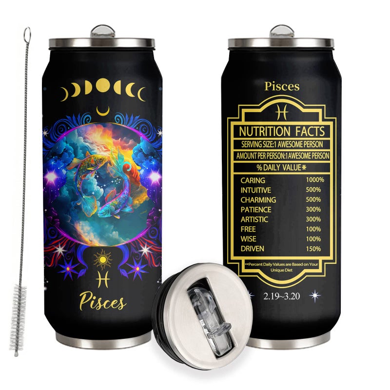 YOPIGOT Pisces Constellation Tumbler Zodiac Stainless Steel Tumbler Men Women Astrology Fans Birthday Gifts Zodiac Tumbler With Straw Lid Coffee Mugs Car Cup 17 Oz