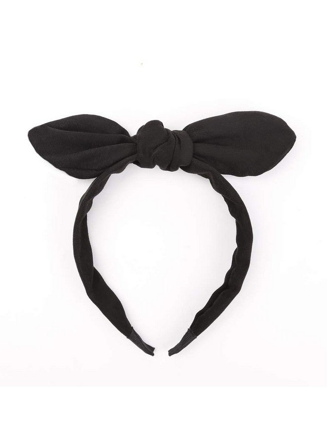 Huachi Bow Headbands For Girls Women Halloween Black Headwrap Cute Turban Hair Hoop Knotted With Bunny Ears Vintage Hair Accessories - Image 2