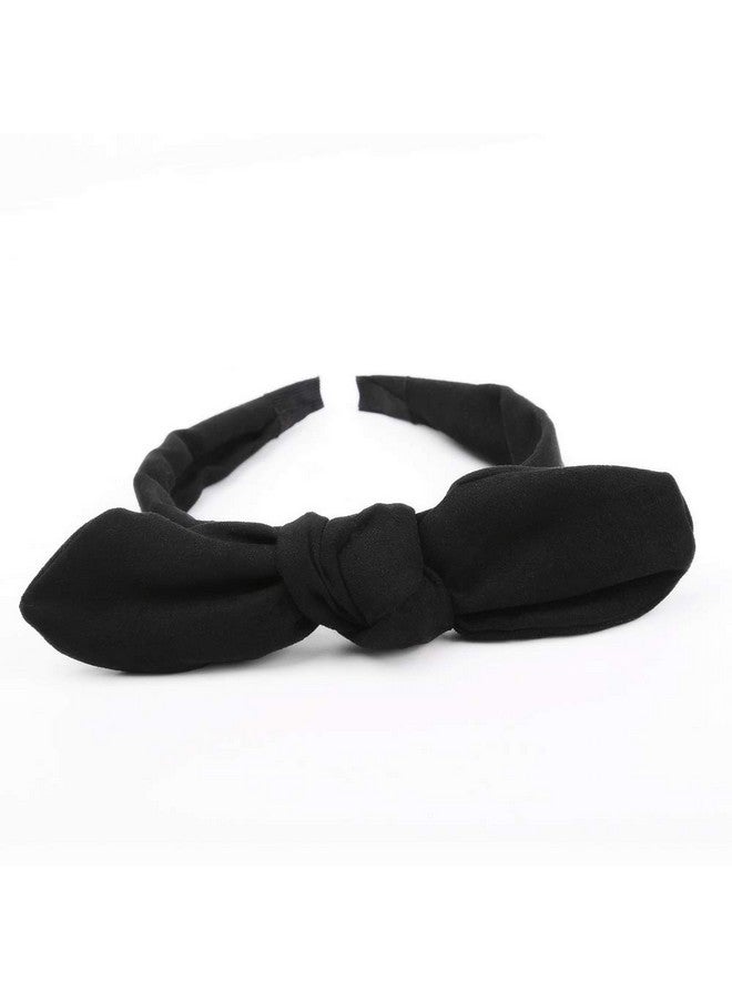 Huachi Bow Headbands For Girls Women Halloween Black Headwrap Cute Turban Hair Hoop Knotted With Bunny Ears Vintage Hair Accessories - Image 5