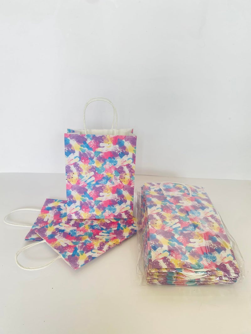 Generic Rp Abstract print multicolor Paper bag,gift bag,party bag,birthday bag,festival occasion bag,baby shower,Valentine,Gifting Bag,Size- 7.5"x3.5"x10", Pack of (10/25) (25) - Image 5