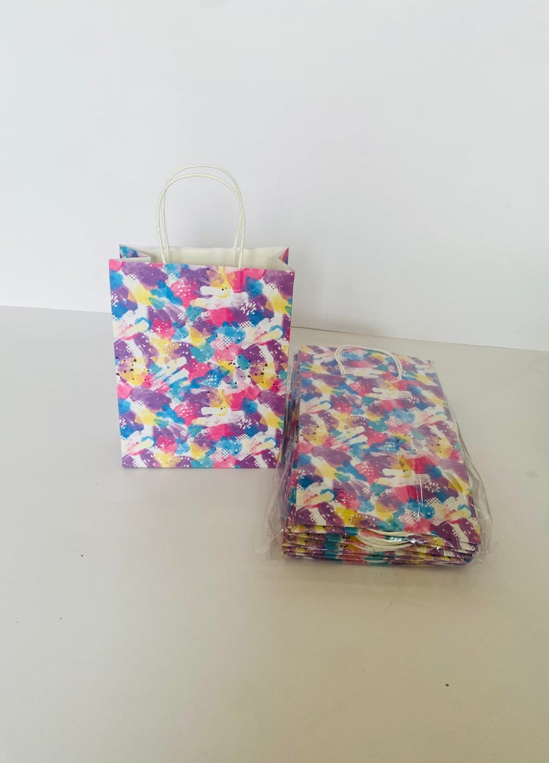 Generic Rp Abstract print multicolor Paper bag,gift bag,party bag,birthday bag,festival occasion bag,baby shower,Valentine,Gifting Bag,Size- 7.5"x3.5"x10", Pack of (10/25) (25) - Image 4