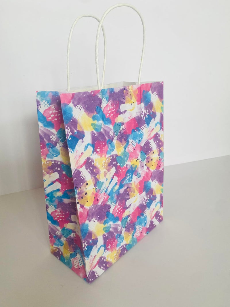 Generic Rp Abstract print multicolor Paper bag,gift bag,party bag,birthday bag,festival occasion bag,baby shower,Valentine,Gifting Bag,Size- 7.5"x3.5"x10", Pack of (10/25) (25) - Image 3