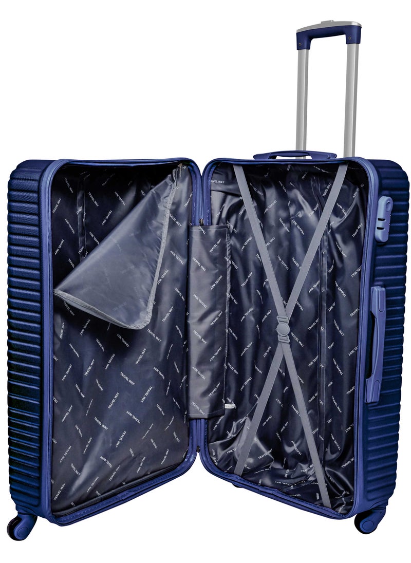 TRAVEL WAY - TrekKit Lightweight 24 inch Checked Suitcase Luggage for 20 kg - Hardshell Suitcase Spinner Luggage for Travel | ABS Luggage with 4 Spinner Wheels (Admiral Blue, 24 Inches (61 cm)) - Image 1