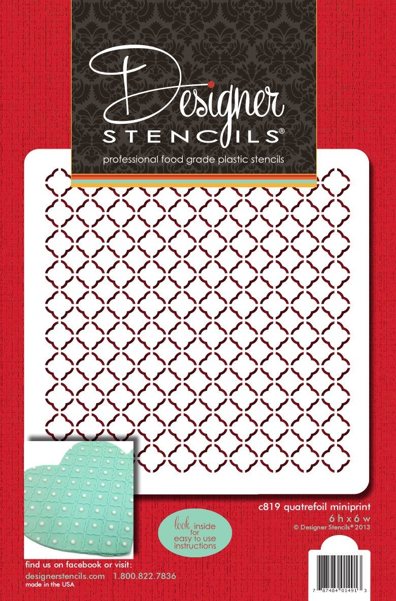Designer Stencils C819 Quatrefoil Miniprint Stencil, Beige/semi-transparent - Image 3
