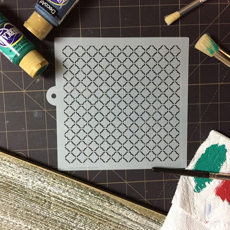 Designer Stencils C819 Quatrefoil Miniprint Stencil, Beige/semi-transparent - Image 5