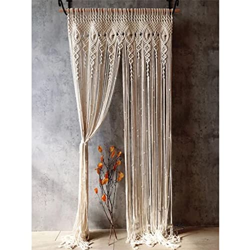 Foreate Boho Macrame Doorway Curtains for Windows, Large Macrame Wall Hanging, Handmade Window Curtain for Living Room Bedroom, Wedding Backdrop Bohemian Home Decor, 1 Panel 79" L x 35" W - Image 2