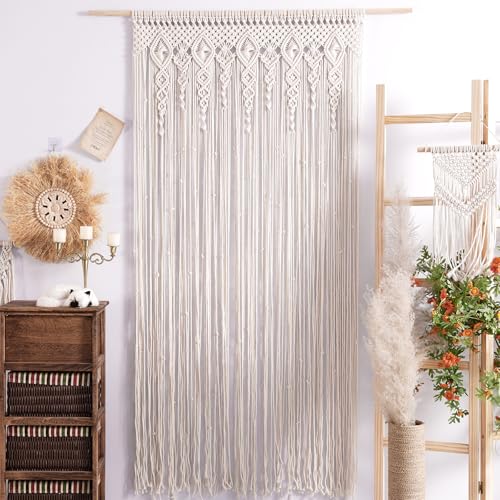 Foreate Boho Macrame Doorway Curtains for Windows, Large Macrame Wall Hanging, Handmade Window Curtain for Living Room Bedroom, Wedding Backdrop Bohemian Home Decor, 1 Panel 79" L x 35" W - Image 3