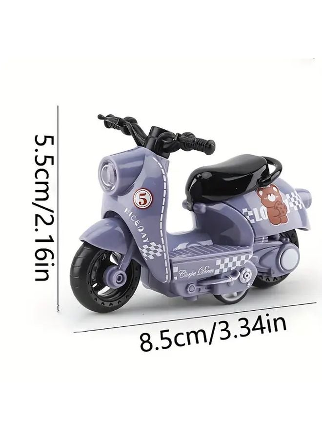 Blue Cartoon Pull Back Motorcycle Toy Car No Electricity Needed Durable Outdoor Play - Image 3