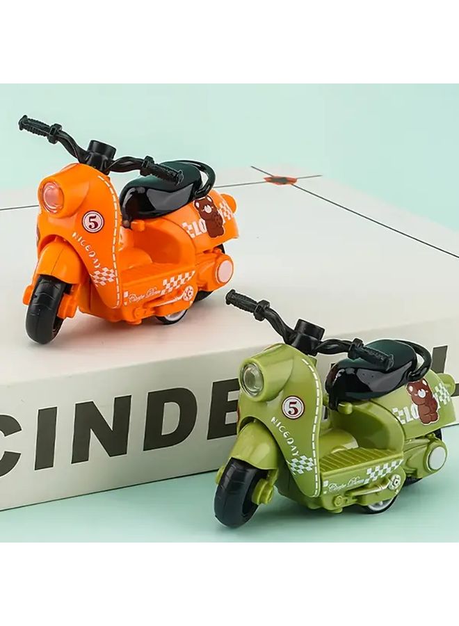 Blue Cartoon Pull Back Motorcycle Toy Car No Electricity Needed Durable Outdoor Play - Image 4