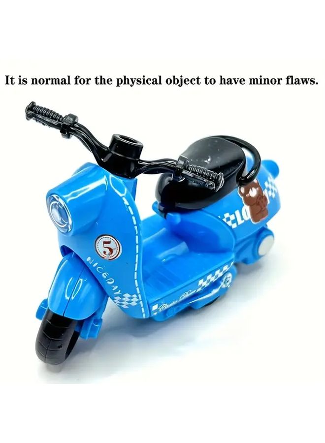 Blue Cartoon Pull Back Motorcycle Toy Car No Electricity Needed Durable Outdoor Play - Image 1