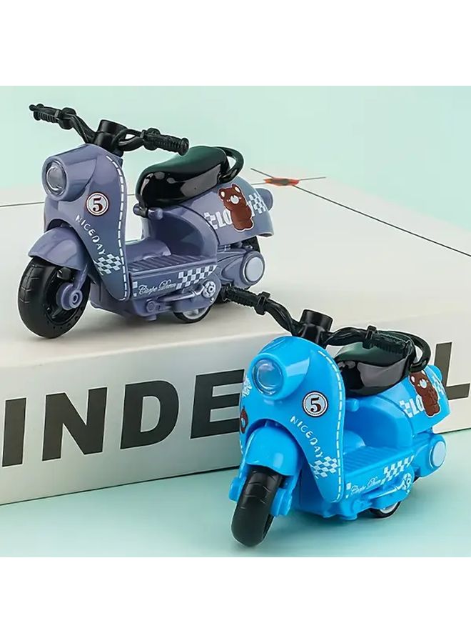 Blue Cartoon Pull Back Motorcycle Toy Car No Electricity Needed Durable Outdoor Play - Image 5